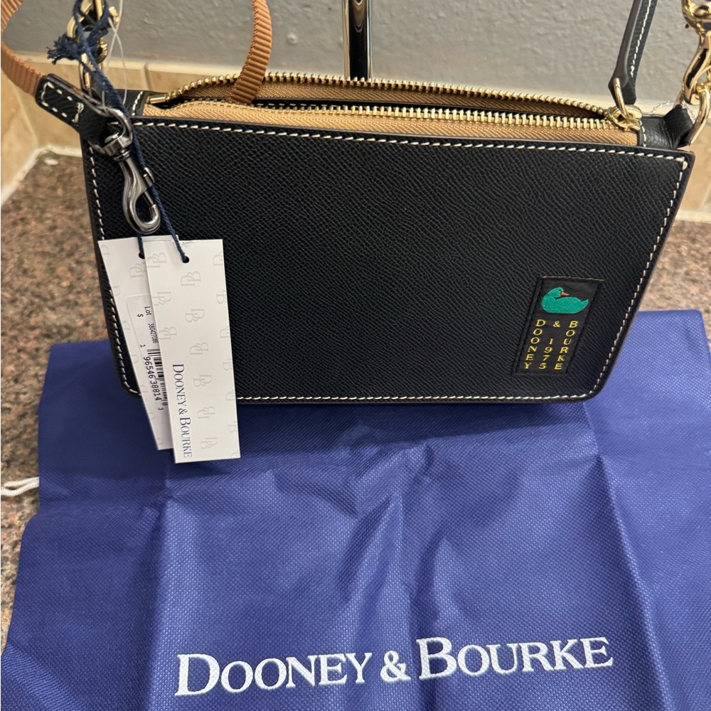 Dooney & Bourke Black and Tan Shoulder Bag